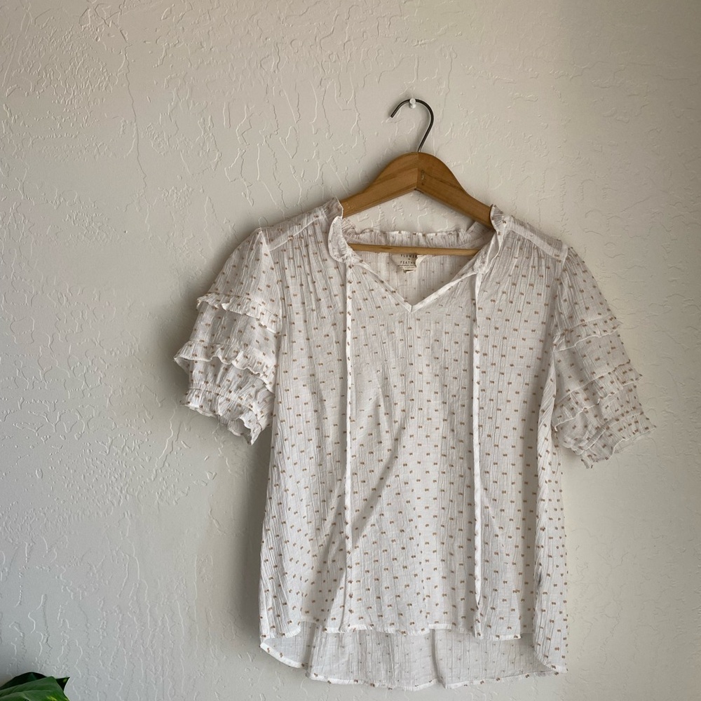 White Ruffle Sleeve Blouse